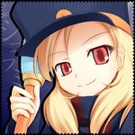  blonde_hair chiaki hat lowres matoma red_eyes shigofumi smile solo yuku_(kiollion) 