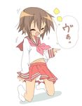  bad_id bad_pixiv_id brown_hair closed_eyes core_(mayomayo) kneeling kusakabe_misao lucky_star midriff navel pink_neckwear ryouou_school_uniform school_uniform serafuku short_hair solo translated va 