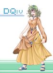  blue_eyes circlet cosplay dragon_quest dragon_quest_iv dress green_hair hatori_naruyoshi heroine_(dq4) jewelry minea minea_(cosplay) necklace sandals short_hair smile solo 