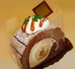  bad_pixiv_id cake food granada no_humans original parsley photorealistic realistic still_life swiss_roll whipped_cream 