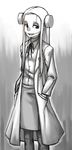  bolt franken_fran greyscale labcoat long_hair madaraki_fran monochrome pantyhose pencil_skirt skirt solo stitches uchuu_ika 