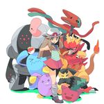  alternate_form bad_id bad_pixiv_id bag blue_(pokemon) brown_hair dengaku_ame deoxys fire gen_1_pokemon gen_2_pokemon gen_3_pokemon green_eyes hat holding holding_poke_ball hoppip luvdisc magmar mawile miniskirt one_eye_closed poke_ball pokemon pokemon_(creature) pokemon_(game) pokemon_frlg registeel shoes skirt smile socks standing tail-tip_fire tank_top whismur wobbuffet 