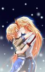  blonde_hair blush couple hazuki_kasane highres horn hoshiguma_yuugi kiss mizuhashi_parsee multiple_girls touhou yuri 