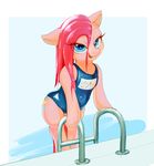  baltomutt blue_eyes clothed clothing cutie_mark equine female feral friendship_is_magic fur hair horse mammal my_little_pony one-piece_swimsuit pink_fur pink_hair pinkamena_(mlp) pinkie_pie_(mlp) pony solo straight_hair swimsuit water wet_hair 