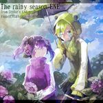  animal_costume bad_id bad_pixiv_id dual_persona ene_(kagerou_project) flower frog_costume frog_hood green_eyes green_hair green_umbrella haruu_shun hood hood_up hoodie hydrangea jacket kagerou_project long_hair multiple_girls purple_eyes purple_hair shared_umbrella smile twintails umbrella 