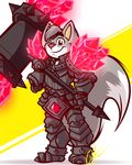  armor canine fox green_eyes league_of_legends lilchu male mammal pink_nose solo 