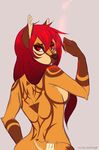  back brown_nose canine female geekidog hair long_hair mammal notched_ear nude red_eyes red_hair solo topless wolf 