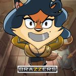  angry animated bdsm bondage bound brazzers breasts canine carmelita_fox cleavage clothed clothing female fox hair looking_at_viewer mammal sly_cooper sly_cooper_(series) tape unknown_artist 