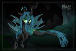  changeling female feral friendship_is_magic green_eyes green_hair hair horn killryde looking_at_viewer my_little_pony queen_chrysalis_(mlp) smile solo wings 
