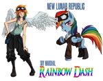  alpha_channel blue_fur blush clothing cutie_mark duo english_text equine eyes eyewear female feral friendship_is_magic fur goggles hair horse human humanized mammal multi-colored_hair my_little_pony pegasus plain_background pony purple_eyes rainbow_dash_(mlp) rainbow_hair smile square_crossover standing text the-orator transparent_background wings 