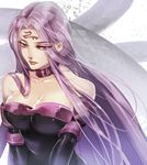  awa_suna breasts cleavage facial_mark fate/stay_night fate_(series) forehead_mark large_breasts long_hair purple_eyes purple_hair rider snake solo very_long_hair 