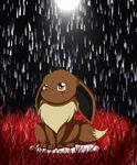  abandon_lonliness blood brown_eyes brown_fur canine creepypasta crying eevee feral fur grass lonliness looking_up mammal nintendo pok&#233;mon pok&eacute;mon rain red_grass sad solo tears video_games 