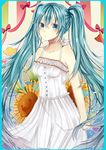  aqua_eyes aqua_hair bad_id bad_pixiv_id dress flower hatsune_miku long_hair ryodi solo sunflower twintails very_long_hair vocaloid 