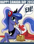  blue_eyes blue_hair canada canada_day cute english_text equine female feral flag friendship_is_magic hair horn horse john_joseco long_hair mammal my_little_pony pony princess_luna_(mlp) smile solo text winged_unicorn wings 