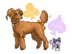  brown_hair character_name club_(shape) denmoko dog dokidoki!_precure heart japanese_chin_(dog) kenzaki_makoto no_humans orange_hair poodle precure purple_hair ribbon simple_background size_difference spade_(shape) standing white_background yotsuba_alice 