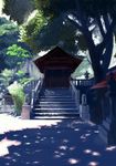  komainu no_humans original peko_(akibakeisena) scenery shadow shrine statue stone_lantern tree 
