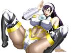  1girl armor ass bad_anatomy black_hair bodysuit boots breasts covered_nipples erect_nipples fairy_tail hairband huge_ass long_hair orb thick_thighs thighs ultear_milkovich 