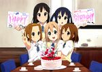  akiyama_mio armpit_peek bad_id bad_pixiv_id birthday_cake black_eyes black_hair blonde_hair blue_eyes brown_eyes brown_hair cake cup food happy_birthday highres hirasawa_yui k-on! kotobuki_tsumugi long_hair multiple_girls nakano_azusa omaru_gyuunyuu sakuragaoka_high_school_uniform school_uniform short_hair table tainaka_ritsu tea_set teacup twintails 