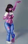  breasts brown_hair caedere clothing deltarune female hair jeans monster nipples pants pubes scalie slightly_chubby solo susie_(deltarune) torn_clothing torn_jeans torn_pants 