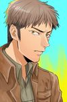  brown_eyes brown_hair bufm gradient gradient_background jacket jean_kirchstein male_focus shingeki_no_kyojin solo 