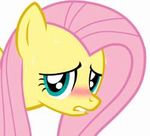  blue_eyes blush edit equine female feral fluttershy_(mlp) friendship_is_magic fur green_eyes hair horse looking_at_viewer low_res mammal my_little_pony pink_hair plain_background pony portrait solo sweat tiarawhy white_background yellow_fur 
