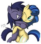  big_breasts blue_hair breasts cute cutie_mark duo equine eyes_closed female hair horse hug killryde male mammal milky_way_(character) my_little_pony one_eye_closed pony smile teats two_tone_hair 