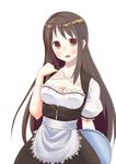 atelier_(series) atelier_totori blush breasts brown_eyes brown_hair cecilia_helmold hujikok long_hair medium_breasts open_mouth simple_background smile solo very_long_hair white_background 