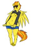  anthro anthrofied avante92 breasts clothing equine female friendship_is_magic hair horse mammal my_little_pony navel nipples pegasus plain_background pose pussy solo spitfire_(mlp) undressing white_background wings wonderbolts_(mlp) 
