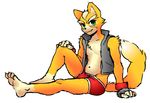  canine fox fox_mccloud green_eyes macks male solo star_fox underwear vest video_games 