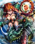  breasts dragon horns large_breasts orange_eyes orange_hair original yana_(nekoarashi) 