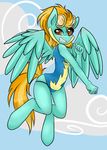  anthro anthrofied bodysuit clothing cloud clouds equine eyewear female fist friendship_is_magic goggles grin hair horse lightning_dust_(mlp) looking_at_viewer mammal miss-vani my_little_pony orange_hair panties pegasus pony skinsuit solo underwear wings wonderbolts_(mlp) 