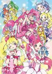  :d aoki_reika aono_miki arm_up blue_skirt bow butadon candy_(smile_precure!) chiffon_(fresh_precure!) choker chypre_(heartcatch_precure!) coffret_(heartcatch_precure!) cure_beat cure_beauty cure_berry cure_blossom cure_happy cure_march cure_marine cure_melody cure_moonlight cure_muse_(yellow) cure_passion cure_peace cure_peach cure_pine cure_rhythm cure_sunny cure_sunshine fresh_precure! hair_flaps hair_ornament hanasaki_tsubomi heart heart_hair_ornament heart_hands heartcatch_precure! higashi_setsuna hino_akane_(smile_precure!) hoshizora_miyuki houjou_hibiki hummy_(suite_precure) kise_yayoi kurokawa_eren kurumi_erika midorikawa_nao minamino_kanade minigirl momozono_love multiple_girls myoudouin_itsuki navel one_eye_closed open_mouth orange_choker pink_bow pink_choker pink_skirt precure seiren_(suite_precure) shirabe_ako skirt smile smile_precure! star suite_precure tart_(fresh_precure!) tongue tongue_out tsukikage_yuri yamabuki_inori yellow_bow 