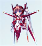  armor bad_id bad_pixiv_id blue_eyes boots brown_hair chibi guardic_gaiden headgear knee_boots mecha_musume mechanical_wings short_hair shoulder_pads solo system_d.p. tamago_tomato thrusters wings 