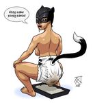  catwoman derp diaper drooling f&#230;ces f&aelig;ces feces female furdawg human invalid_tag litter mammal nude pooping saliva scat what_has_science_done why 