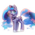  2019 equine female feral friendship_is_magic hair horn looking_at_viewer mammal mirroredsea my_little_pony princess_luna_(mlp) simple_background smile solo white_background winged_unicorn wings 