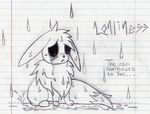  canine creepypasta crying eevee english_text feral grass lonliness looking_down mammal nintendo plain_background pok&#233;mon pok&eacute;mon rain sad sitting sketch solo tears text video_games water wet white_background 