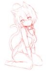  absurdres animal_ears breasts cat_ears cat_tail dodome-iro_mayonnaise highres monochrome original sharon_(dodomayo) short_hair simple_background sitting sketch small_breasts solo tail white_background 