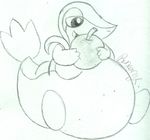  bigger_version_at_the_source bunearyk chubby food fruit nintendo open_mouth overweight plain_background pok&#233;mon pok&eacute;mon reptile scalie sitting sketch smile snake snivy solo tongue video_games white_background 