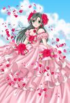  dress flower gown green_eyes petals rose sanriyoko smile 