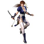  1girl 3d breasts dead_or_alive kasumi kasumi_(doa) large_breasts musou_orochi musou_orochi_2 official_art ponytail simple_background solo tecmo white_background 