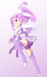  arm_warmers bad_id bad_pixiv_id boots choker cure_sword dokidoki!_precure dress earrings hair_ornament hairpin highres jewelry kenzaki_makoto long_hair magical_girl mitarai_eriya ponytail precure purple purple_background purple_choker purple_eyes purple_footwear purple_hair purple_legwear purple_skirt ribbon shorts shorts_under_skirt skirt solo spade_(shape) spade_hair_ornament thigh_boots thighhighs 