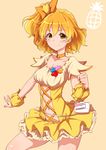  blonde_hair blush breasts choker clearite cure_pine dress fresh_precure! hair_ornament heart heart_hair_ornament looking_at_viewer magical_girl medium_breasts orange_choker precure short_hair smile solo yamabuki_inori 