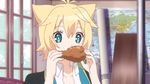  animated anime avian bird cat_ears catgirl chicken cute eating female gj-bu kirara_bernstein 