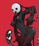  arakune bad_id bad_pixiv_id black_skin blazblue breasts genderswap goo_girl hiiragi_(kendarixoxo) large_breasts mask monster_girl no_nipples nude red_background simple_background slime solo 