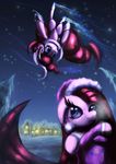  blue_eyes clothing duo earmuffs equine female feral flying friendship_is_magic fur hair hat horse ice_skates mammal my_little_pony night oblomos outside pink_fur pink_hair pinkamena_(mlp) pinkie_pie_(mlp) pony sky smile snow square_crossover zolombo 