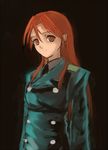  alternate_costume bad_id bad_pixiv_id black_background long_hair long_sleeves military military_uniform minna-dietlinde_wilcke posidoc red_eyes red_hair solo strike_witches uniform world_witches_series 