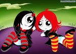  2girls cyclops iris_(ruby_gloom) panties pantyshot ruby_gloom ruby_gloom_(character) striped_socks tagme 