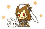  1boy :d animal_ears armor brown_hair bunny bunny_ears chambray fire_emblem fire_emblem:_kakusei flower fur male male_focus open_mouth simple_background sitting smile white_background 