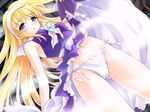  :o blonde_hair blue_eyes blush dutch_angle from_below galzoo_island hairband konte kuroda_akimi long_hair looking_at_viewer looking_down navel panties parted_lips purple_skirt ribbon side-tie_panties skirt solo standing tareme underwear white_panties white_ribbon 