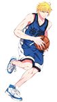  1boy basketball basketball_uniform blonde_hair kise_ryouta kuroko_no_basuke male male_focus shoes sneakers solo sportswear yellow_eyes 